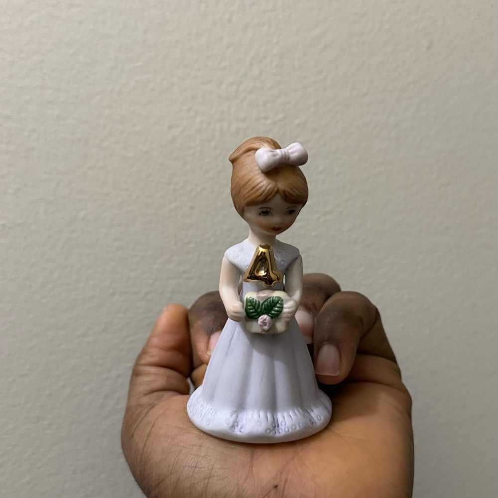 Enesco White and Gold Figurine with Pink Accents